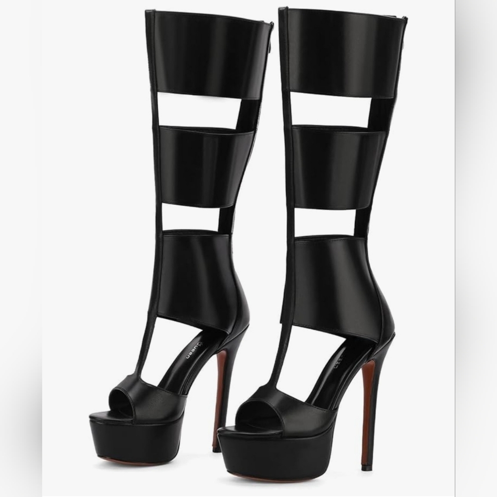 Black Strappy High Heel Sandals